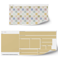 Klebefolie für IKEA DUKTIG Kinderküche - Pastell Karo- und Blumenfliesen (Senf)