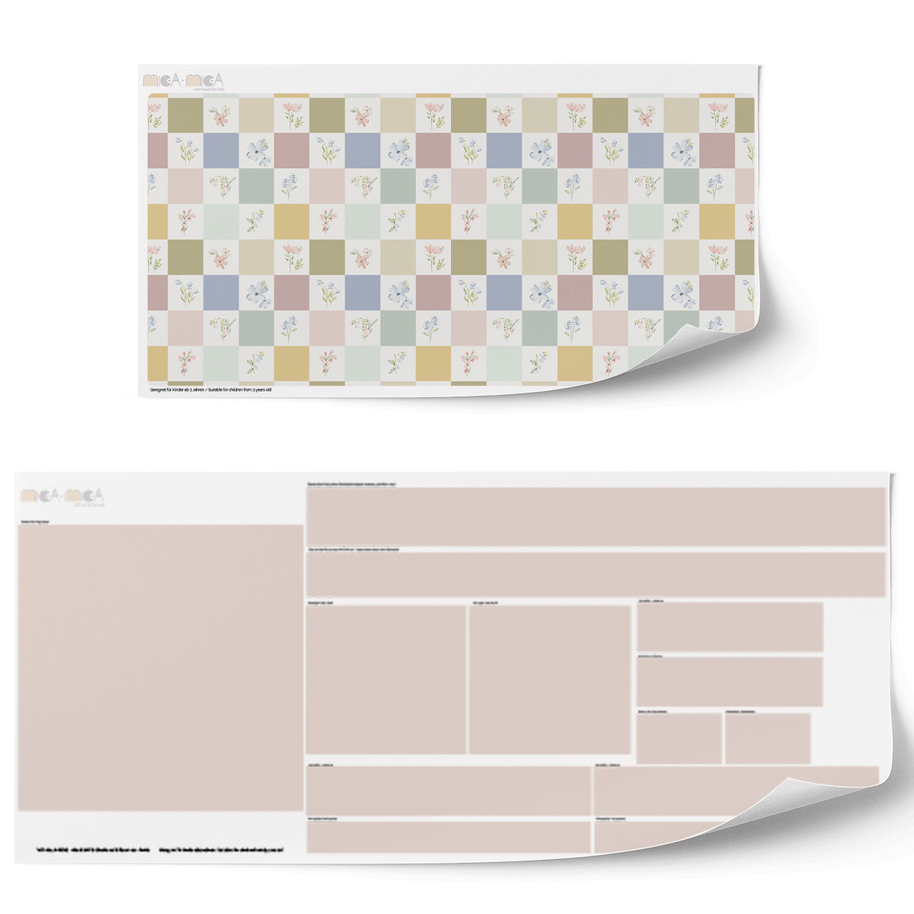 Klebefolie für IKEA DUKTIG Kinderküche - Pastell Karo- und Blumenfliesen (Rose)