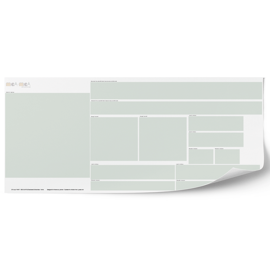 Klebefolie für IKEA DUKTIG Kinderküche - Pastell Karo- und Blumenfliesen (Helles Minze)