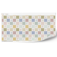 Klebefolie für IKEA DUKTIG Kinderküche - Pastell Karo- und Blumenfliesen (Helles Minze)