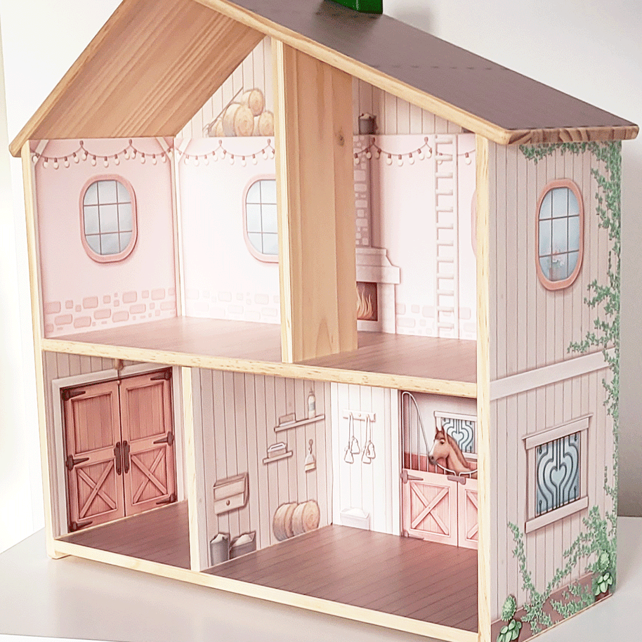 Klebefolie für IKEA FLISAT Puppenhaus - Pferdestall