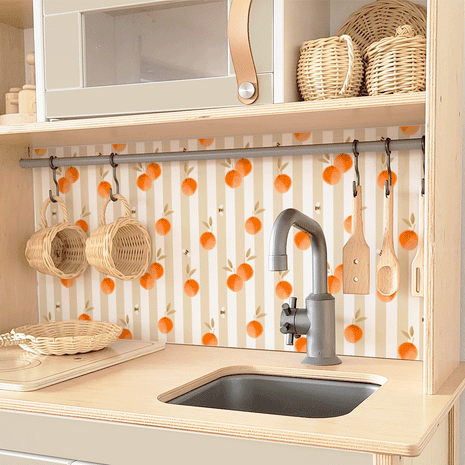Klebefolie für IKEA DUKTIG Kinderküche - Orangen mit Streifen