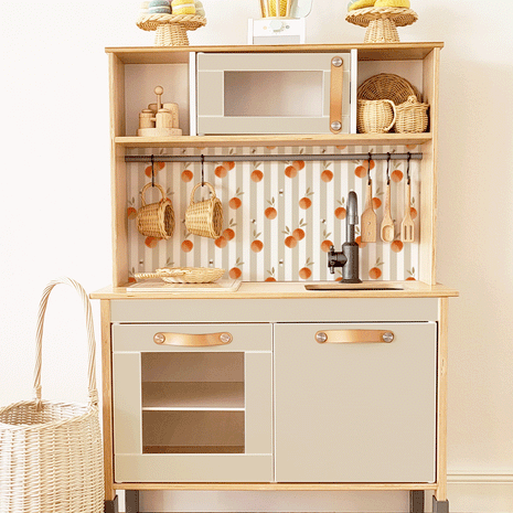 Klebefolie für IKEA DUKTIG Kinderküche - Orangen mit Streifen