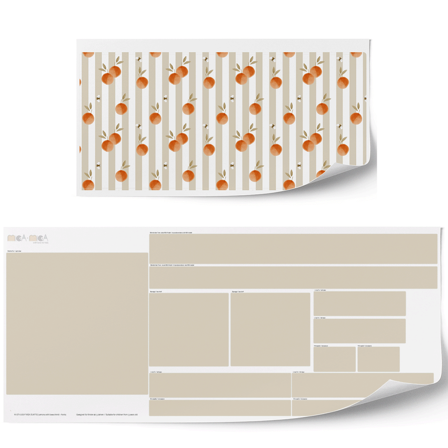 Klebefolie für IKEA DUKTIG Kinderküche - Orangen mit Streifen