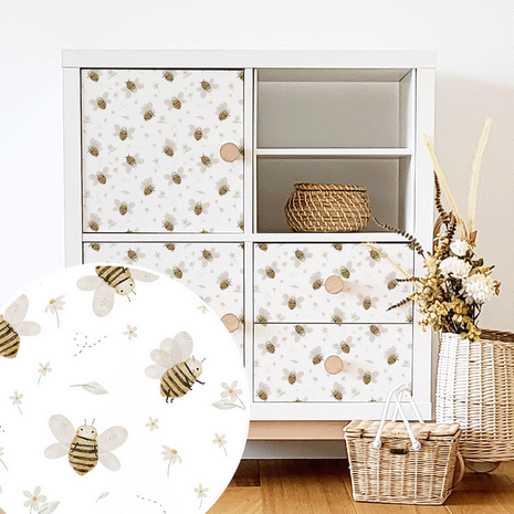 Möbelfolie für IKEA KALLAX - Honigbienen (weiß)