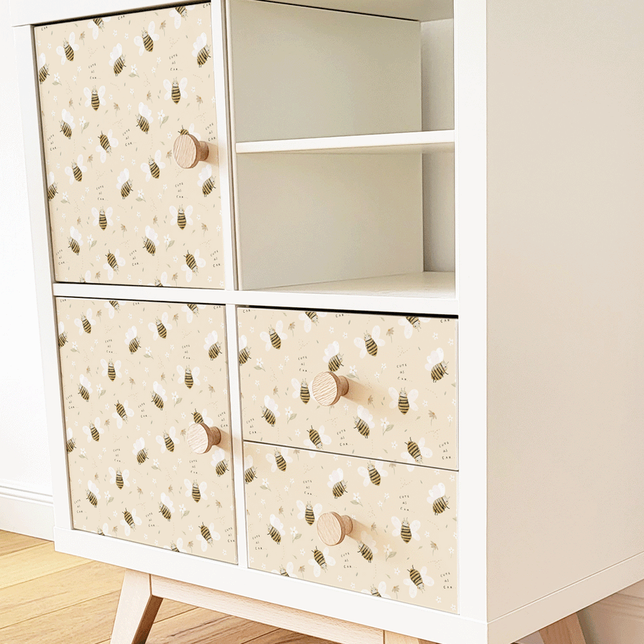 Möbelfolie für IKEA KALLAX - Honigbienen (creme)