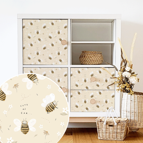 Möbelfolie für IKEA KALLAX - Honigbienen (creme)