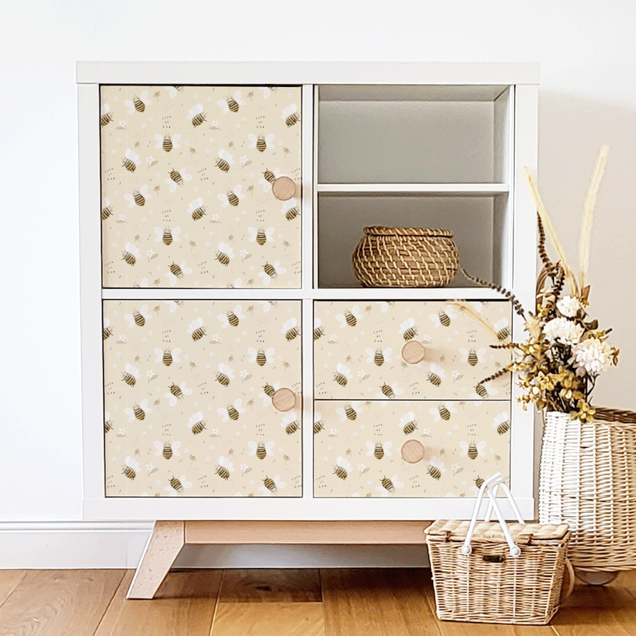 Möbelfolie für IKEA KALLAX - Honigbienen (creme)