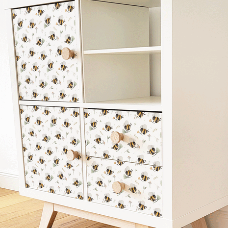 IKEA KALLAX furniture wrap - Hap-bee bee with daisies