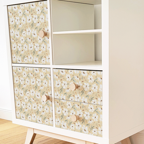 IKEA KALLAX furniture wrap - Spring flowers (cream)