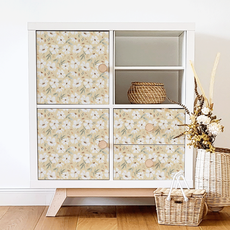 IKEA KALLAX furniture wrap - Spring flowers (cream)