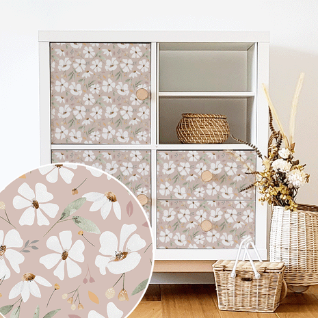 IKEA KALLAX furniture wrap - Spring flowers (vintage rose)