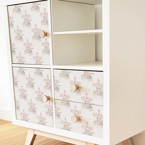 Möbelfolie für IKEA KALLAX - Tierkarussell (rosa)