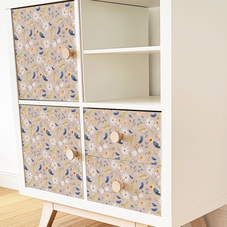 IKEA KALLAX furniture wrap - Meadow flowers (misty rose)