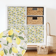Möbelfolie für IKEA KALLAX - Zitronen mit Bienen (ecru)