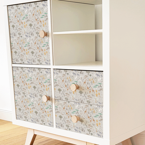 Möbelfolie für IKEA KALLAX - Dschungeltiere (ecru)
