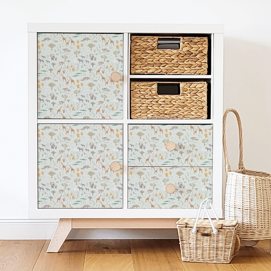 IKEA KALLAX furniture wrap - Jungle Animals (mint)