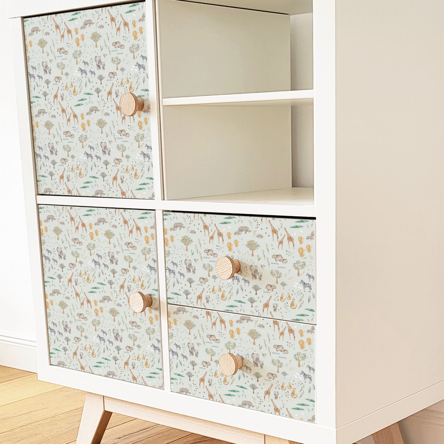 IKEA KALLAX furniture wrap - Jungle Animals (mint)