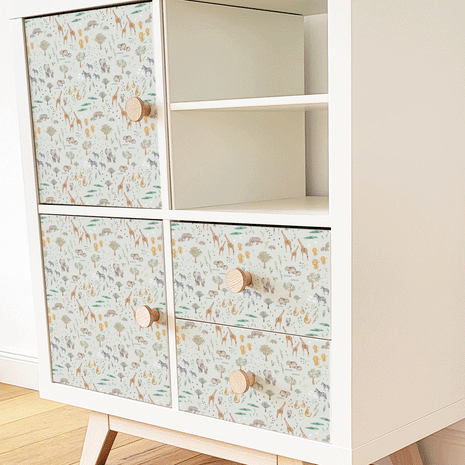 Möbelfolie für IKEA KALLAX - Möbelfolie - Dschungeltiere (minze)