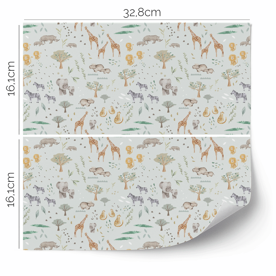 IKEA KALLAX furniture wrap - Jungle Animals (mint)