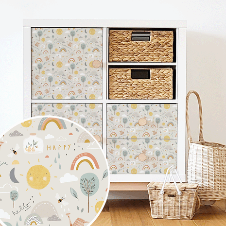 Möbelfolie für IKEA KALLAX - Happy Sunshine (ecru)