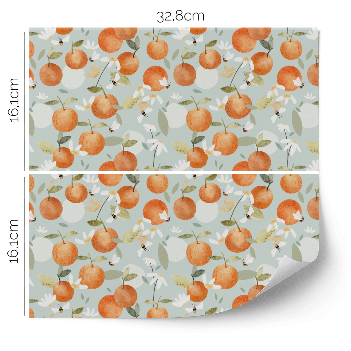 Möbelfolie für IKEA KALLAX - Orangen mit Bienen (minze)