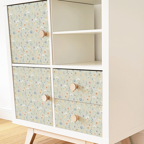 IKEA KALLAX furniture wrap - Wild Flowers (sage)