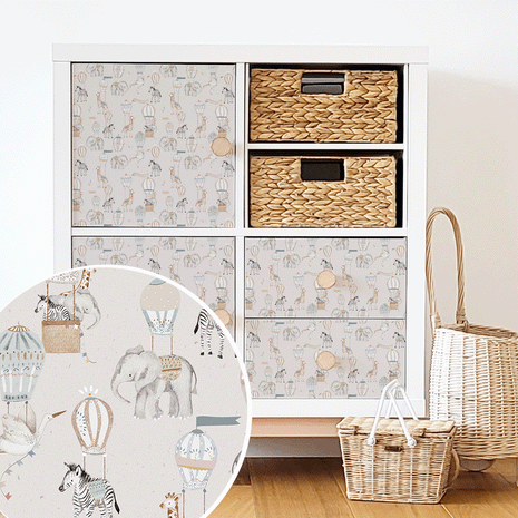 Möbelfolie für IKEA KALLAX - Heißluftballon Safari