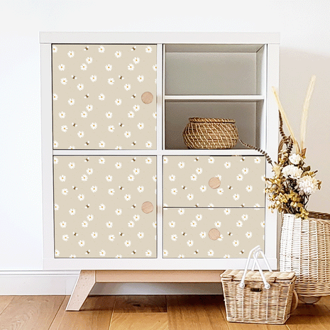 IKEA KALLAX furniture wrap - Daisies with Bees (beige)