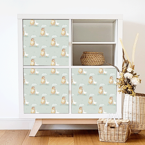 IKEA KALLAX furniture wrap - Umbrella buddies (sage)