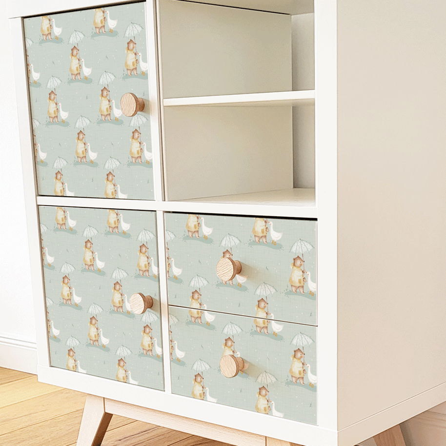 IKEA KALLAX furniture wrap - Umbrella buddies (sage)
