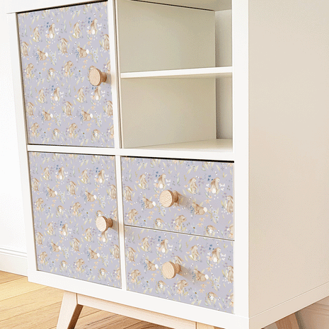 Möbelfolie für IKEA KALLAX - Blütenhäschen (lavendel)