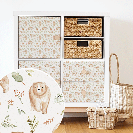 Möbelfolie für IKEA KALLAX - Wald Bären