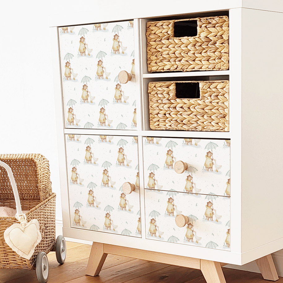 IKEA KALLAX furniture wrap - Umbrella buddies (white)