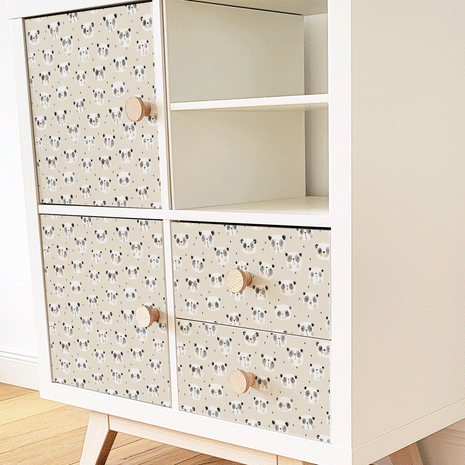 IKEA KALLAX furniture wrap -  Little Pandas (ecru)
