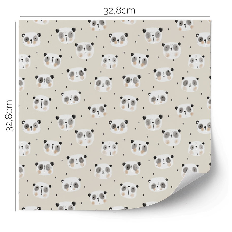 Möbelfolie für IKEA KALLAX - Kleine Pandas (ecru)