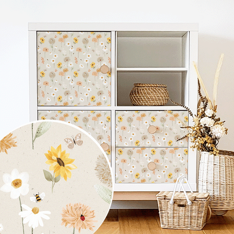 Möbelfolie für IKEA KALLAX - Blumengarten