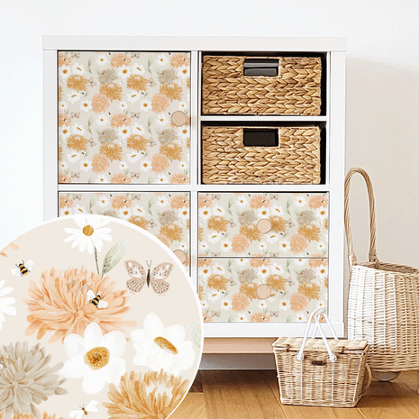 Möbelfolie für IKEA KALLAX - Blumengarten