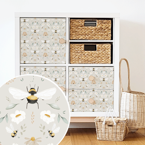 Möbelfolie für IKEA KALLAX - Bienengarten (ecru)