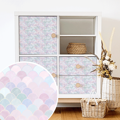 Möbelfolie für IKEA KALLAX - Möbelfolie - Meerjungfrau (bunt)