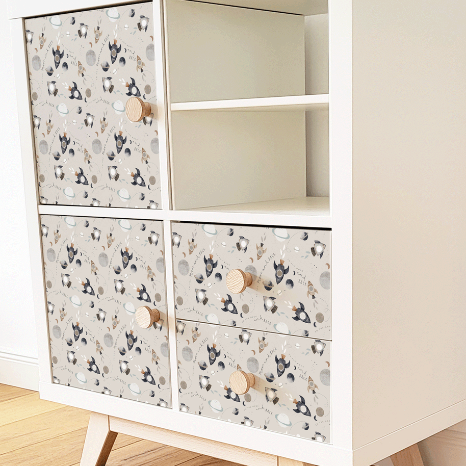 IKEA KALLAX furniture wrap - Moon Voyage (ecru)