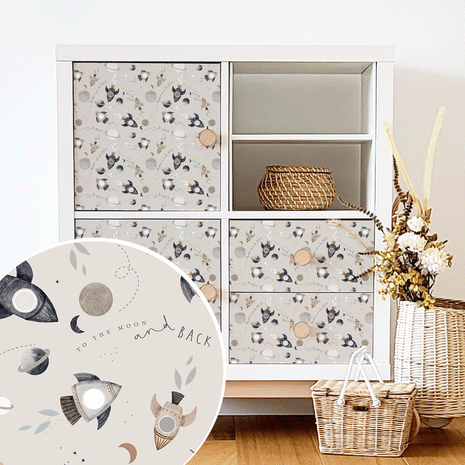 Möbelfolie für IKEA KALLAX - Mondreise (ecru)