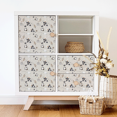 Möbelfolie für IKEA KALLAX - Mondreise (ecru)
