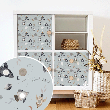 IKEA KALLAX furniture wrap - Moon Voyage (teal)