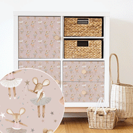 Möbelfolie für IKEA KALLAX - Ballerina Mäuse (rose)
