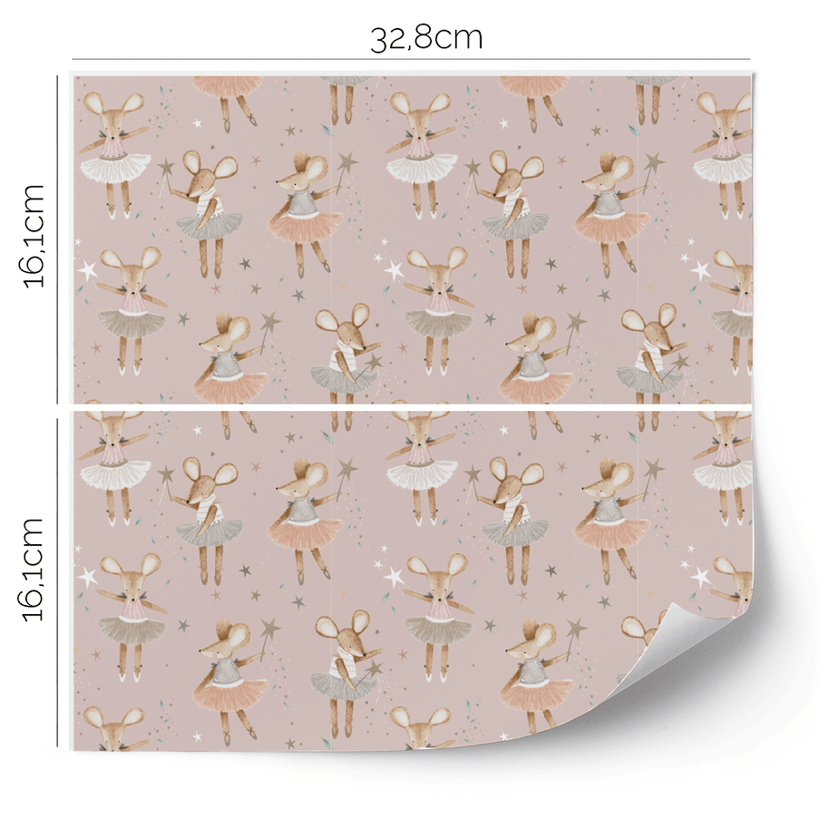 Möbelfolie für IKEA KALLAX - Ballerina Mäuse (rose)