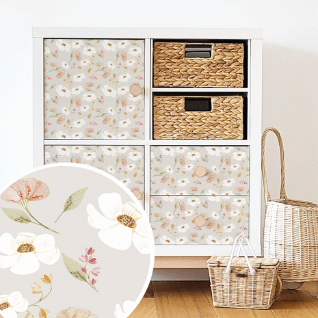 Möbelfolie für IKEA KALLAX - Klassische Blumen