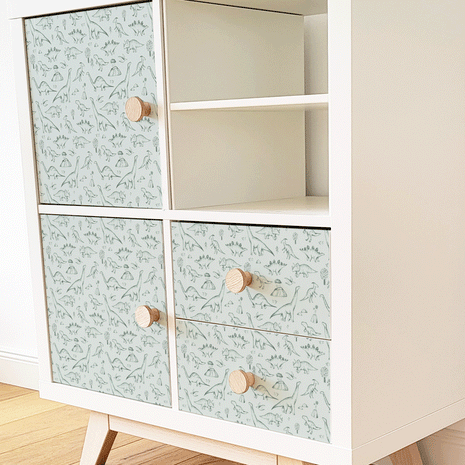 Möbelfolie für IKEA KALLAX - Dino-Freunde (grün)