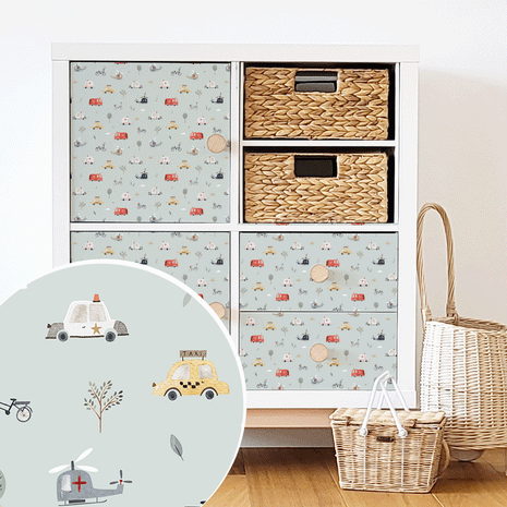 Möbelfolie für IKEA KALLAX - Abenteuer Straße (minze)