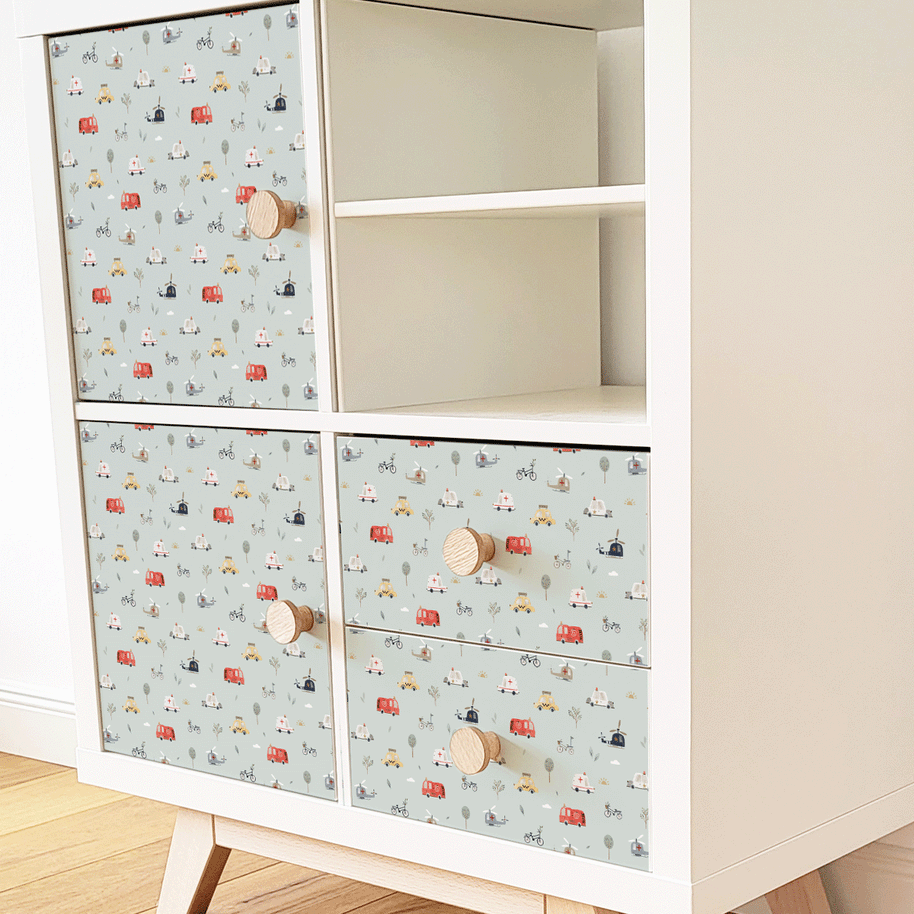 Möbelfolie für IKEA KALLAX - Abenteuer Straße (minze)